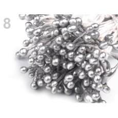 080911-8 Pręciki do kwiatków -perłowy srebrny- mała wiązka ok.150 szt