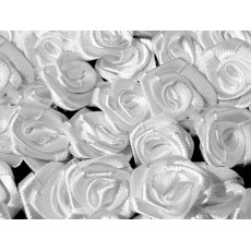 190605-1  Róża satynowa Ø13 - 15mm -biały -10 sztuk
