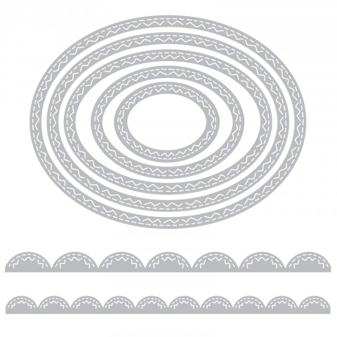 661188 Wykrojnik Sizzix Thinlits Die- Stitched Ovals