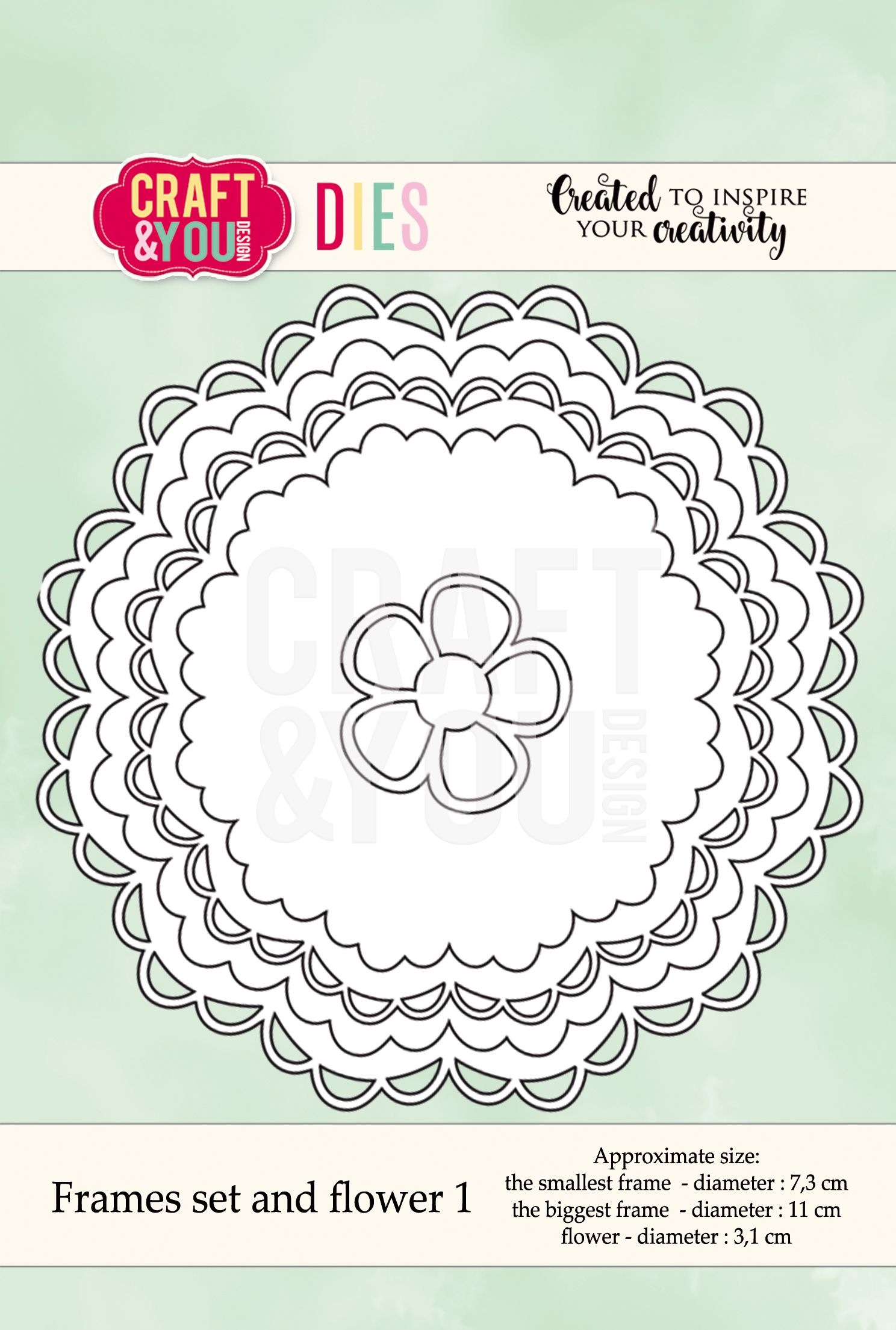 CW041 Wykrojnik /Die-Frames set and flower 1-ramki i kwiatek -Craft&You Design