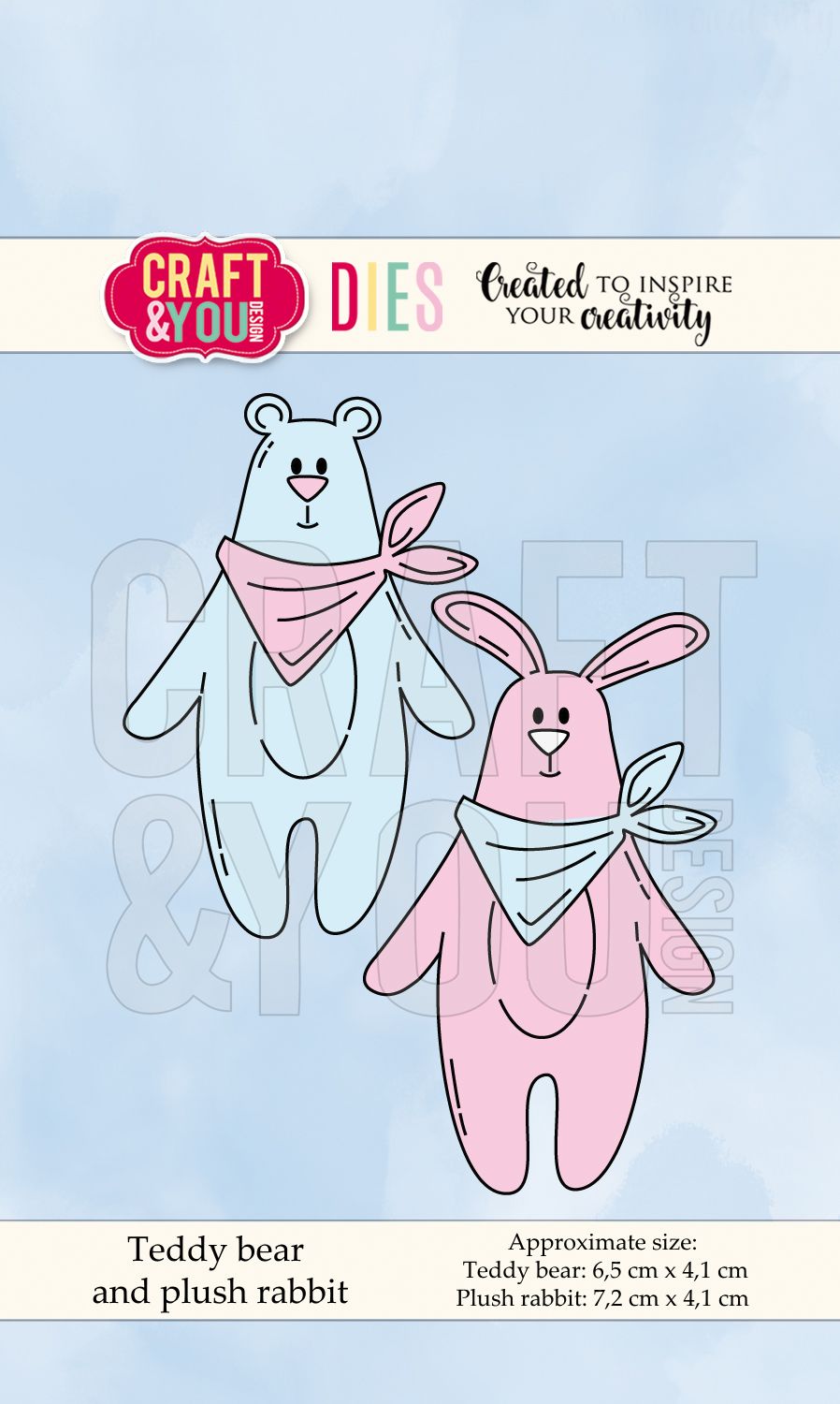 CW066 Wykrojnik /Die-Teddy bear and plush rabbit-pluszowy miś i królik-Craft&You Design