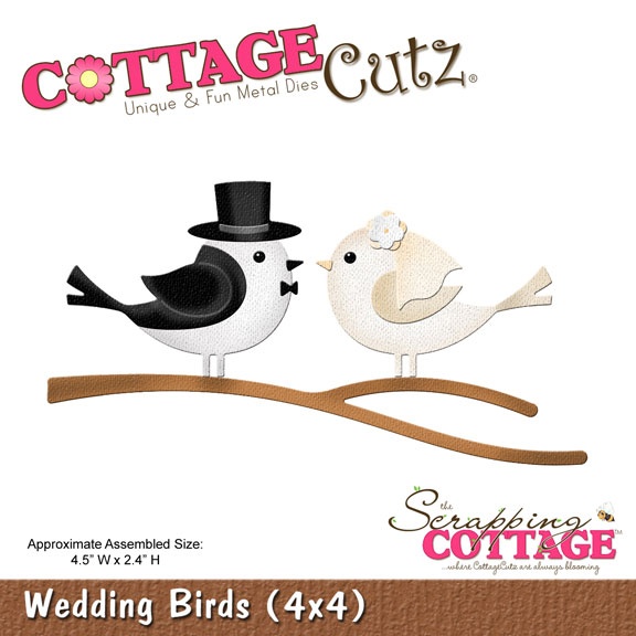 CC4x4-572 Wykrojnik CottageCutz Wedding Birds (4x4)