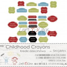 CC-NAP-R-CHC-26 CHILDHOOD CRAYONS - CYTATY W RAMKACH- zestaw pasków z napisami i dodatkami