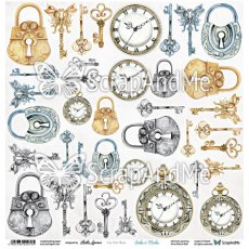 VG-14  Vintage Garden Locks & Clocks - arkusz do wycinania 30,5x30,5cm ScrapAndMe