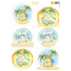 VK9602 Arkusz A4 -Marianne Design - Gnomes on the Beach - Palm trees - gnomy i palmy