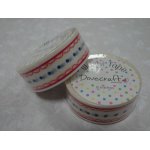 DCWTB003-9 Washi tape- Biała tasiemka w różowo-niebieski wzór