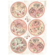 DFSA4879 Papier ryżowy Stamperia Shabby Rose A4 Rice Paper 6 Rounds 