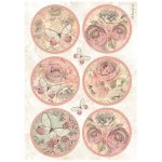 DFSA4879 Papier ryżowy Stamperia Shabby Rose A4 Rice Paper 6 Rounds 