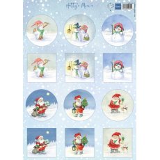 HK1717 Arkusz A4 -Marianne Design -Hetty's minis Snowman & Santa