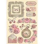 KLSP161 Zestaw elementów drewnianych   Stamperia Shabby Rose Colored Wooden Shape A5