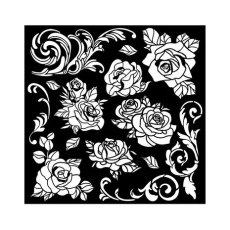 KSTDQ104 Maska Stamperia Shabby Rose Thick Stencil 18x18cm Rose Pattern