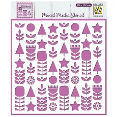 MMS4K-071 Maska NS (15x15cm ) - Scandinavian Flowers-kwiatki