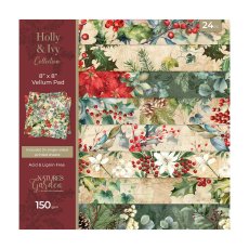 NG-HAI-VEL8 Zestaw ozdobnych kalek Nature's Garden Holly & Ivy 8” x 8” Vellum Pad