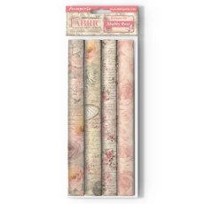 SBPLT29 Tkanina poliestrowa Stamperia Shabby Rose 12x12 Inch Fabric Sheets (4pcs) 