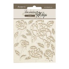 SCB219  Zestaw elementów tekturowych  Stamperia Shabby Rose Decorative Chips Roses - Róże